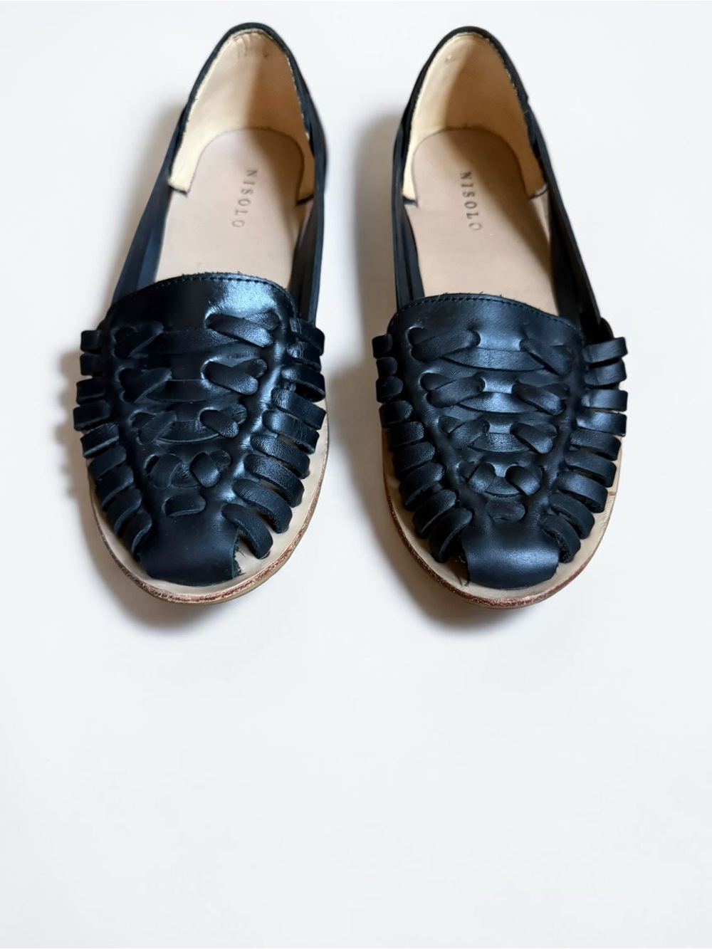 Nisolo Black Woven Leather Slip-Ons
